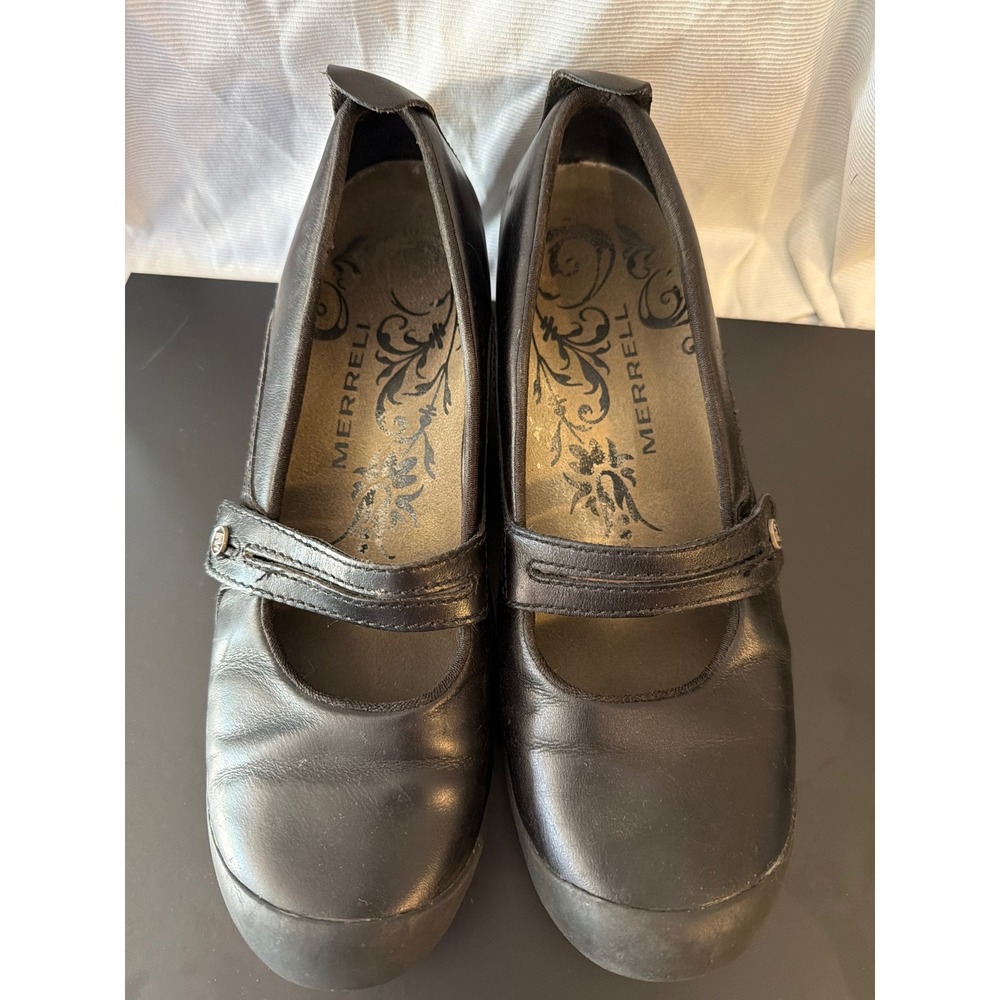 Merrell Plaza Bandeau Black Leather Mary Jane‎ Flats Womens 10 J46406